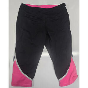 Victoria’s Secret VSX Sport Crop Leggings L Pink Gray Black Minor Seam Flaws